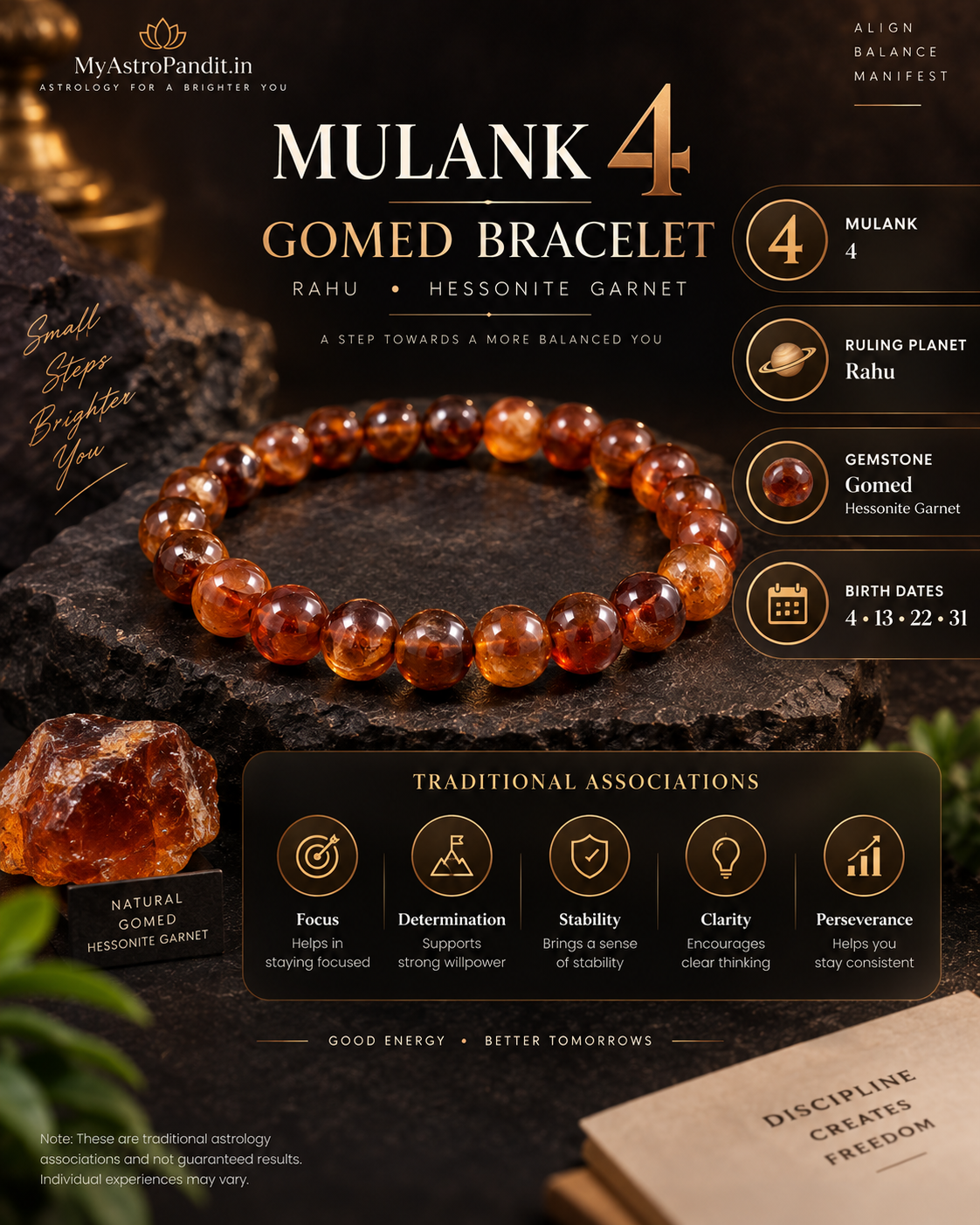 Gomed Bracelet – Rahu Hessonite Gemstone Bracelet