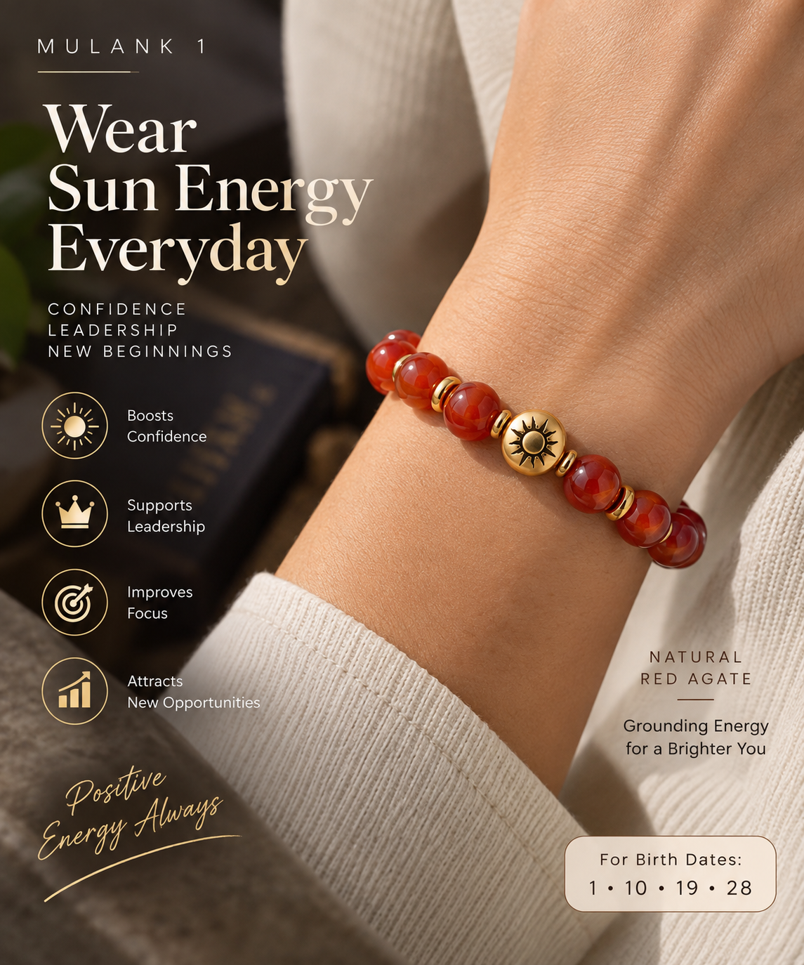 Red Agate Sun Energy Bracelet