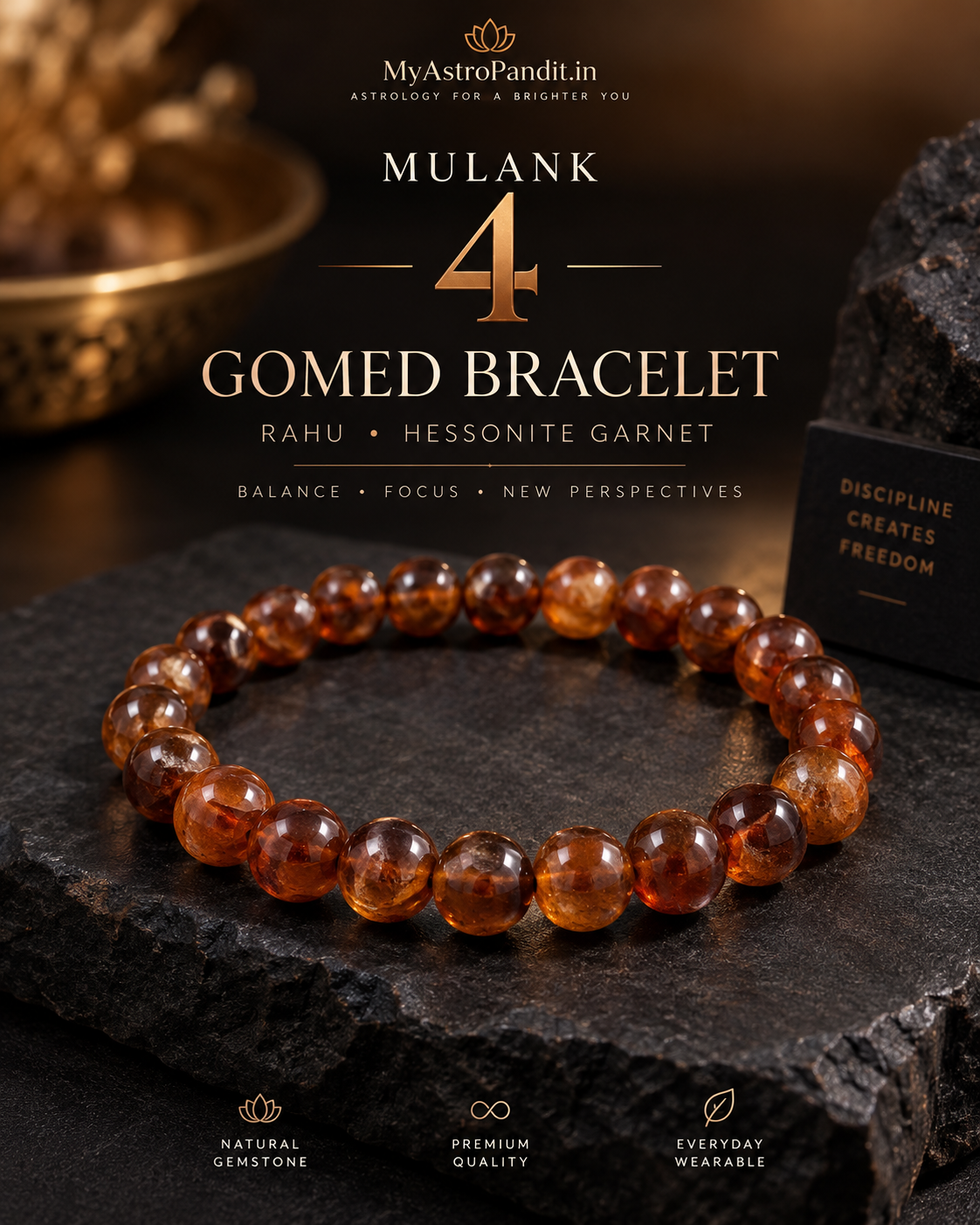 Gomed Bracelet – Rahu Hessonite Gemstone Bracelet
